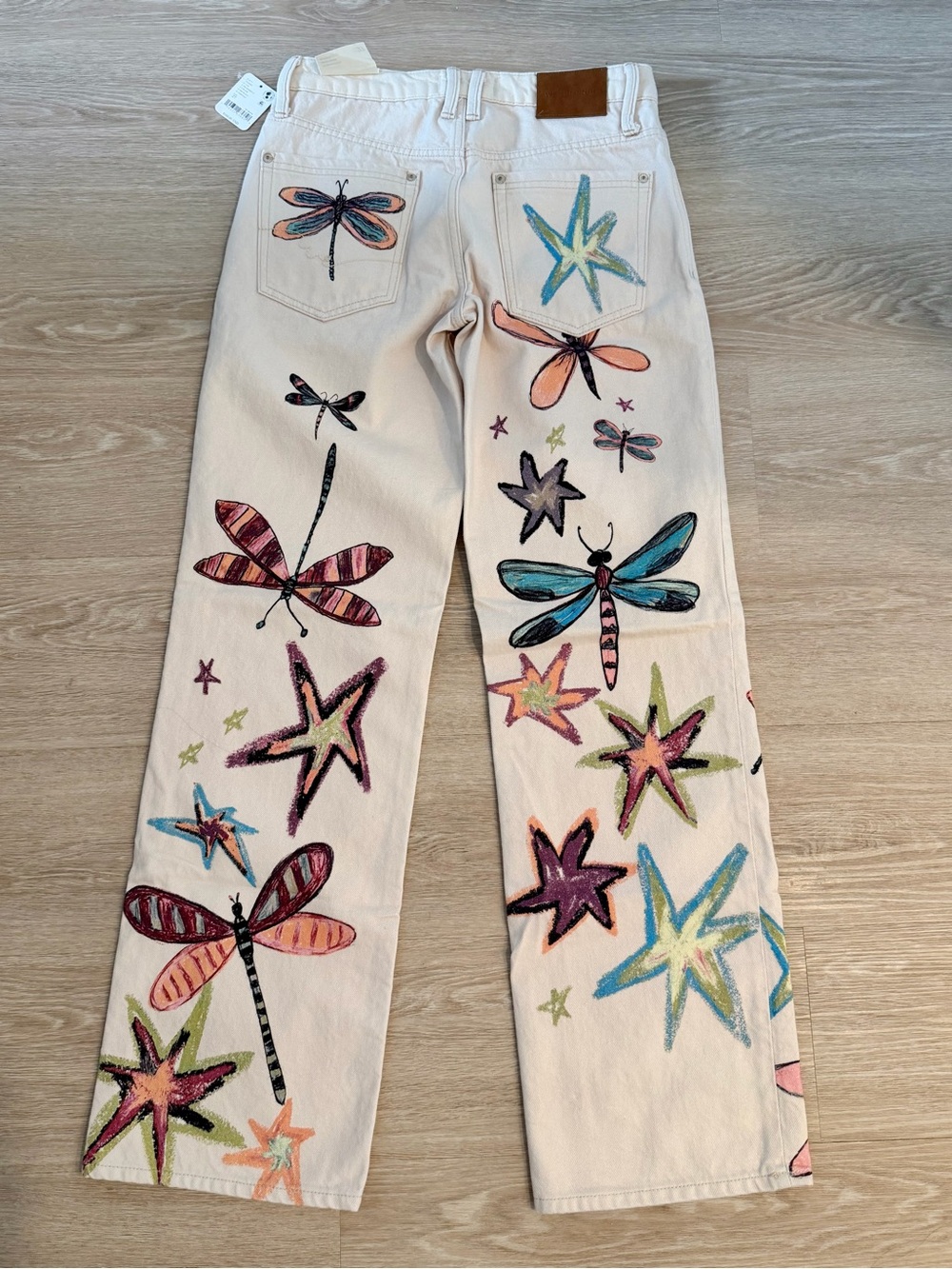 Free People Tennessee Low Rise Jeans in Dragonfly Print - Picture 2 of 3